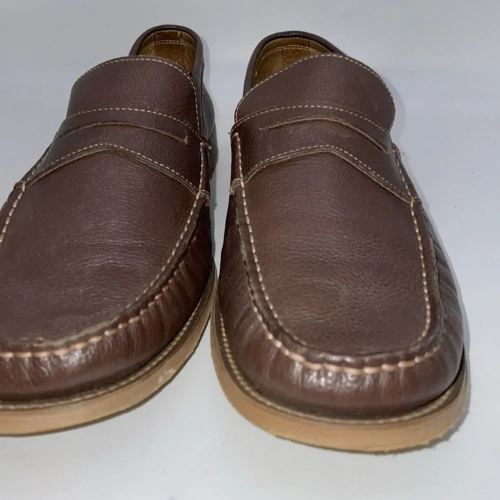 Donald Pliners Men's Brown Pebble Grain Penny loafers size 10‎
